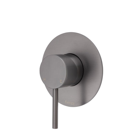 Fienza Kaya Large Round Plate Wall Mixer - Gunmetal Grey - Gunmetal Grey - Wall Mixer