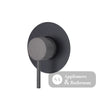 Fienza Kaya Large Round Plate Wall Mixer - Gunmetal Grey - Gunmetal Grey / Matte Black Backplate - Wall Mixer