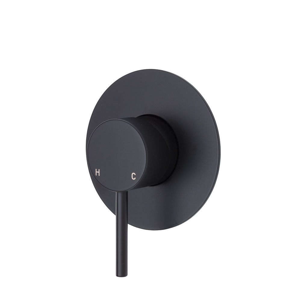 Fienza Kaya Large Round Plate Wall Mixer - Matte Black - Matte Black - Wall Mixer