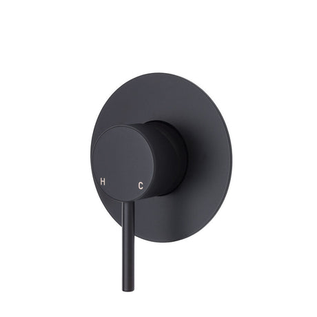 Fienza Kaya Large Round Plate Wall Mixer - Matte Black - Matte Black - Wall Mixer