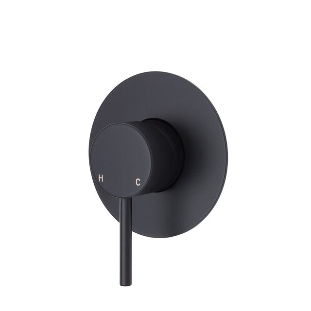 Fienza Kaya Large Round Plate Wall Mixer - Matte Black - Matte Black - Wall Mixer