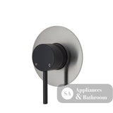 Fienza Kaya Large Round Plate Wall Mixer - Matte Black - Matte Black / Brushed Nickel Backplate - Wall Mixer