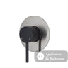 Fienza Kaya Large Round Plate Wall Mixer - Matte Black - Matte Black / Brushed Nickel Backplate - Wall Mixer