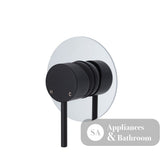 Fienza Kaya Large Round Plate Wall Mixer - Matte Black - Matte Black / Chrome Backplate - Wall Mixer