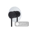 Fienza Kaya Large Round Plate Wall Mixer - Matte Black - Matte Black / Chrome Backplate - Wall Mixer