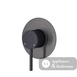 Fienza Kaya Large Round Plate Wall Mixer - Matte Black - Matte Black / Gunmetal Grey Backplate - Wall Mixer