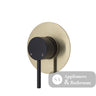 Fienza Kaya Large Round Plate Wall Mixer - Matte Black - Matte Black / Urban Brass Backplate - Wall Mixer