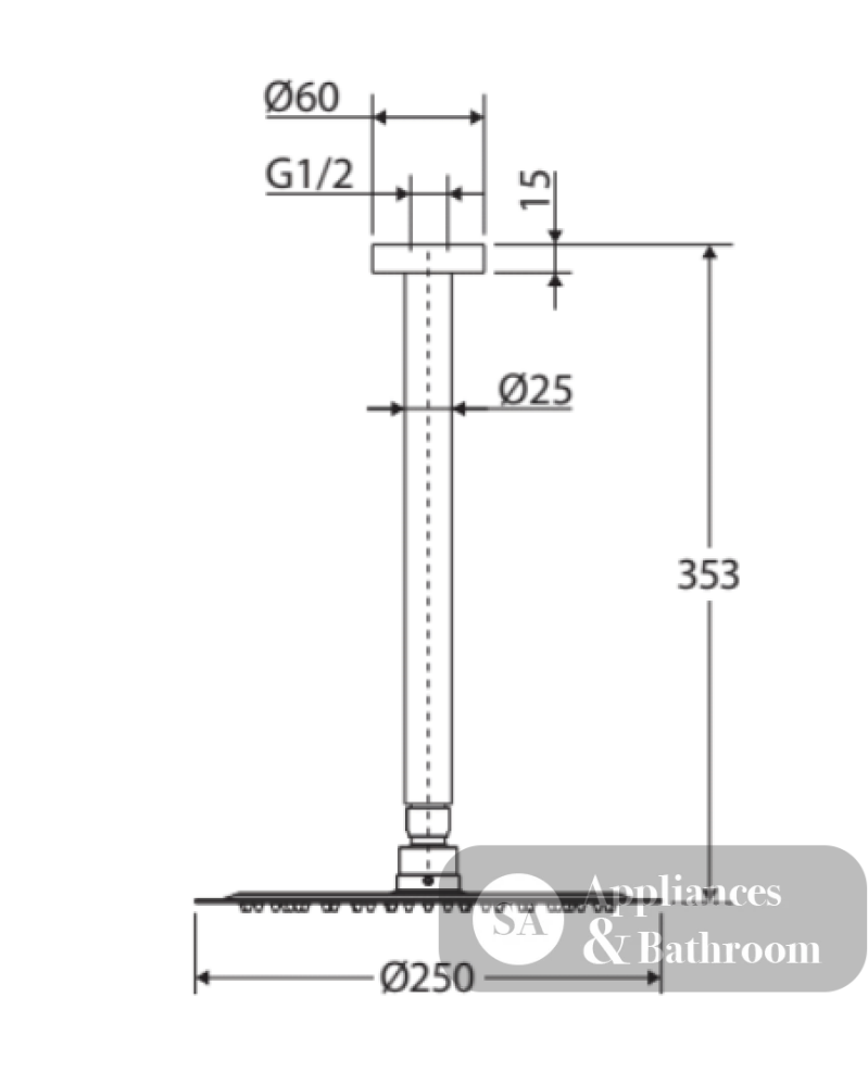 Fienza Kaya Shower Dropper Set - Chrome - Ceiling Shower