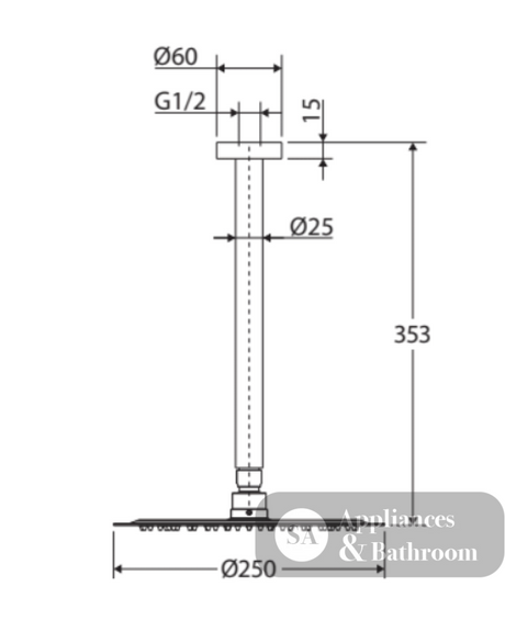 Fienza Kaya Shower Dropper Set - Chrome - Ceiling Shower