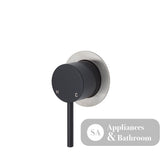 Fienza Kaya Small Round Plate Wall Mixer - Matte Black - Matte Black / Brushed Nickel Backplate - Wall Mixer
