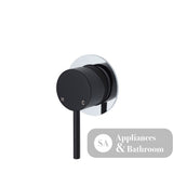 Fienza Kaya Small Round Plate Wall Mixer - Matte Black - Matte Black / Chrome Backplate - Wall Mixer