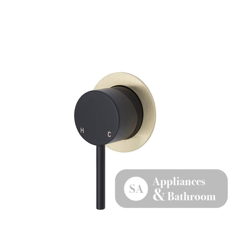 Fienza Kaya Small Round Plate Wall Mixer - Matte Black - Matte Black / Urban Brass Backplate - Wall Mixer