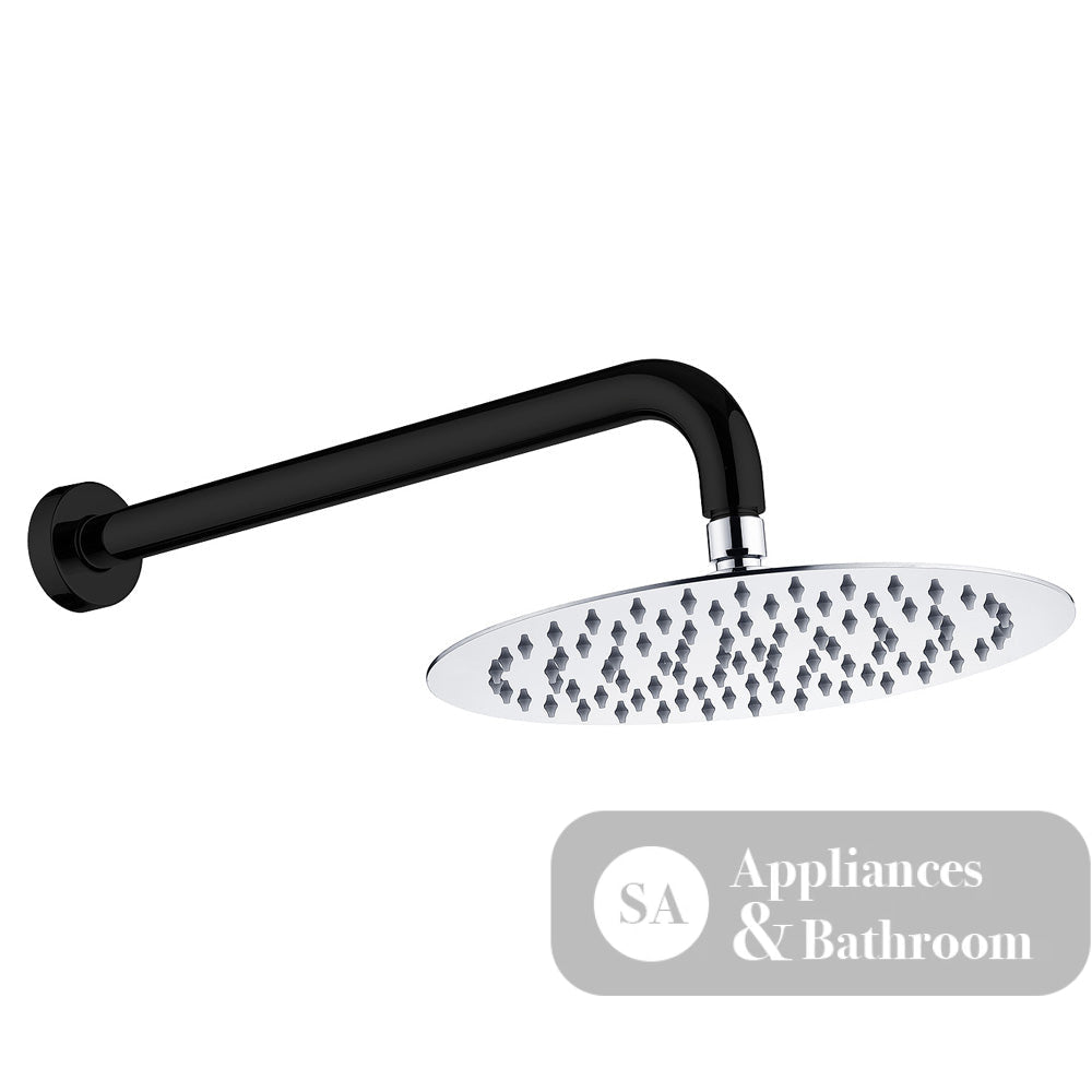 Fienza Kaya Wall Arm Shower Set - Matte Black - Matte Black / Chrome Head - Wall Arm Shower