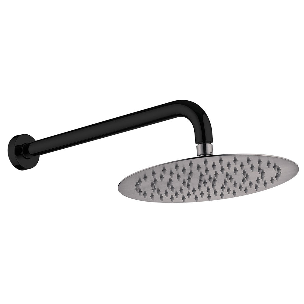 Fienza Kaya Wall Arm Shower Set - Matte Black - Matte Black / Gunmetal Grey Head - Wall Arm Shower