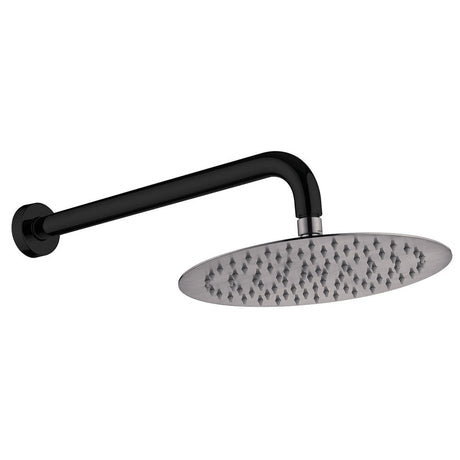 Fienza Kaya Wall Arm Shower Set - Matte Black - Matte Black / Gunmetal Grey Head - Wall Arm Shower