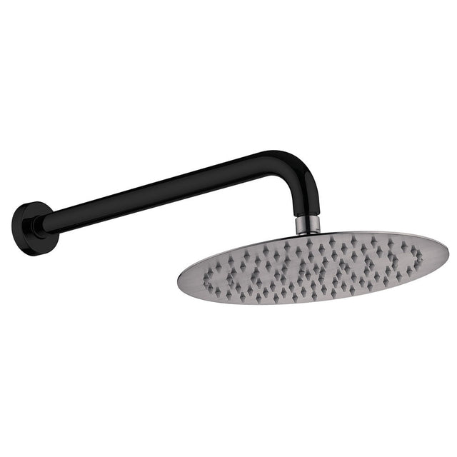 Fienza Kaya Wall Arm Shower Set - Matte Black - Matte Black / Gunmetal Grey Head - Wall Arm Shower