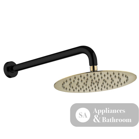Fienza Kaya Wall Arm Shower Set - Matte Black - Matte Black / Urban Brass Head - Wall Arm Shower