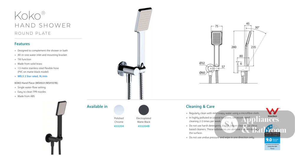 Fienza Koko Hand Shower - Chrome - Hand Shower