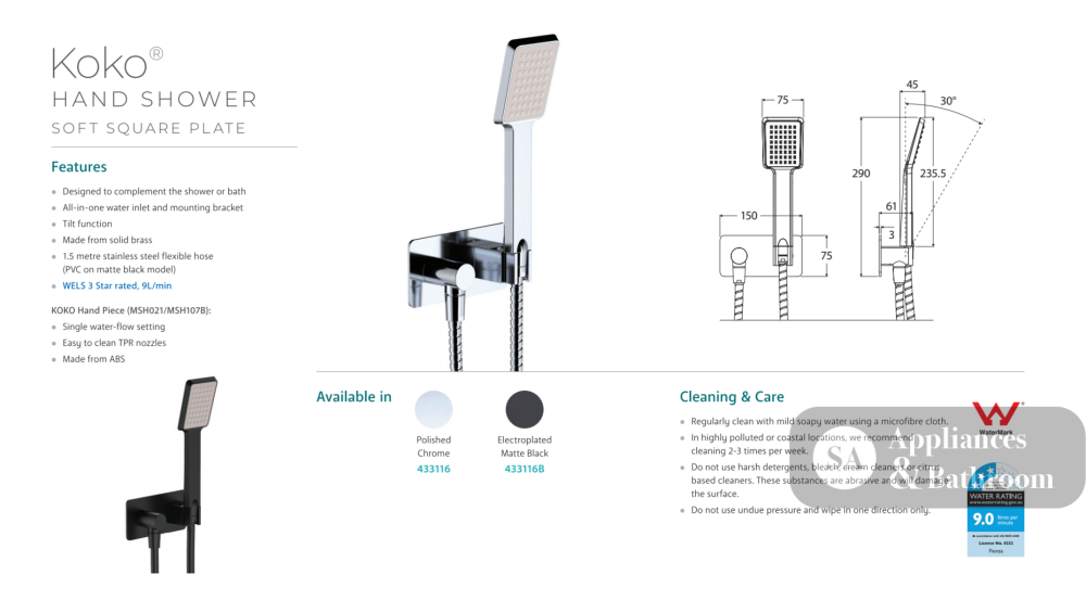 Fienza Koko Hand Shower - Matte Black - Hand Shower