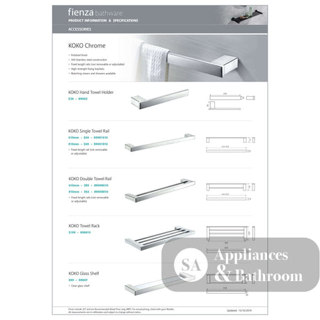 Fienza Koko Triple Towel Rack Chrome - TOWEL RAIL & RACKS