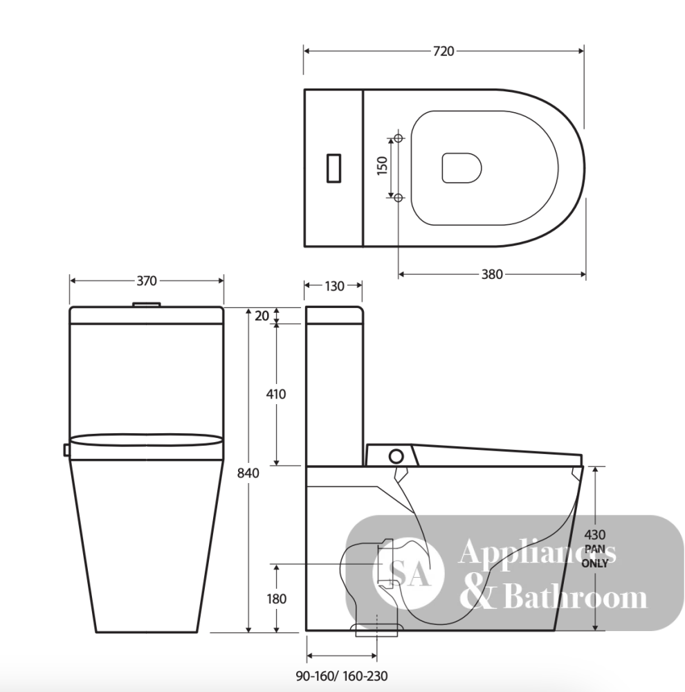 Fienza KS100A Sona Smart Toilet & Bidet S-Trap 90-160 White - Toilet Suites