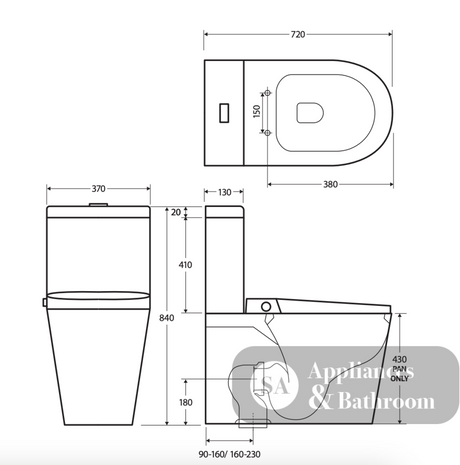 Fienza KS100P Sona Smart Toilet & Bidet P-Trap White - Toilet Suites
