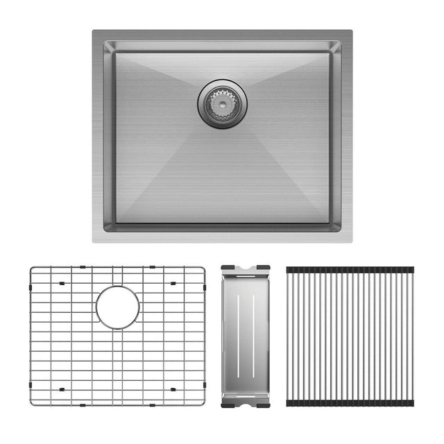 FIENZA Large Single Bowl Kitchen Sink Kit - Stainless Steel 68402KIT - Top Mounted Kitchen Sinks