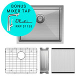 Fienza Large Single Bowl Kitchen Sink Kit - Stainless Steel 68402Kit Top Mounted Sinks