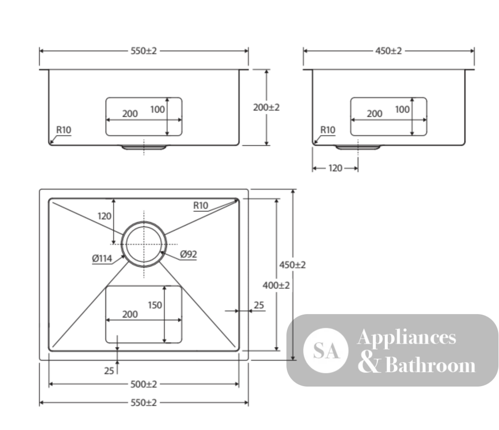 Fienza Large Single Bowl Kitchen Sink Kit - Stainless Steel 68402Kit Top Mounted Sinks