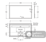 Fienza LED01-120 Hampton LED Mirror 1200 x 700 mm - Mirrors