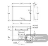 Fienza LED01-90 Hampton LED Mirror 900 x 700 mm - Mirrors