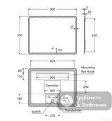 Fienza LED02-90 Luciana LED Mirror 900 x 700 mm - Mirrors