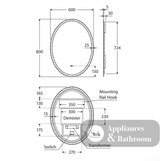 Fienza LED03 Antonia Oval LED Mirror - Mirrors
