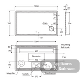 Fienza LED04-120 Deejay LED Mirror 1200 x 700 mm - Mirrors