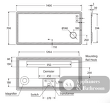 Fienza LED04-140 Deejay LED Mirror 1400 x 700 mm - Mirrors