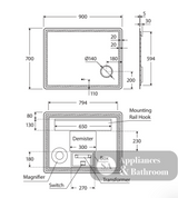 Fienza LED04-90 Deejay LED Mirror 900 x 700 mm - Mirrors