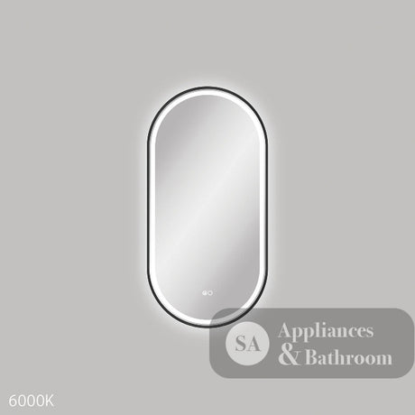 Fienza LED4590FPB Empire LED Matte Black Framed Mirror 450 x 900mm - Mirrors