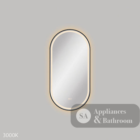 Fienza LED4590FPB Empire LED Matte Black Framed Mirror 450 x 900mm - Mirrors