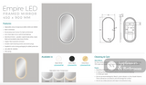Fienza LED4590FPB Empire LED Matte Black Framed Mirror 450 x 900mm - Mirrors