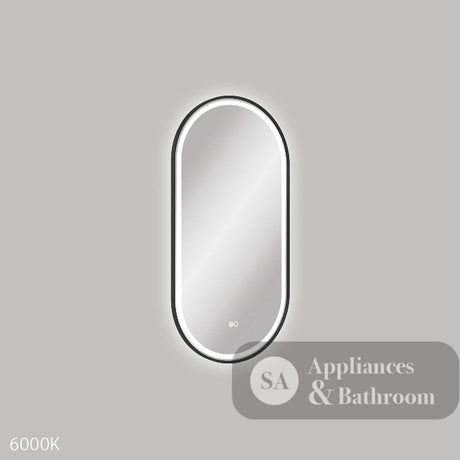 Fienza LED4590FPB Empire LED Matte Black Framed Mirror 450 x 900mm - Mirrors