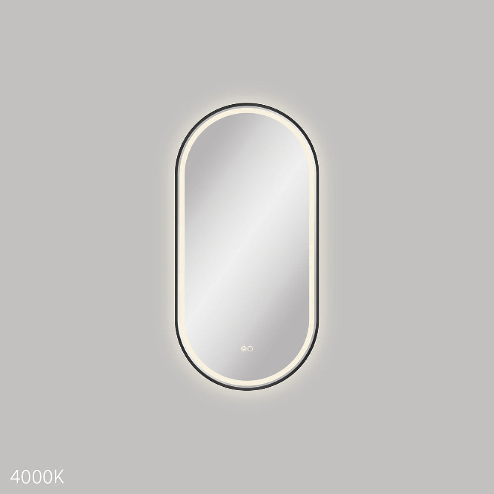 Fienza LED4590FPB Empire LED Matte Black Framed Mirror 450 x 900mm - Mirrors