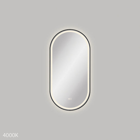 Fienza LED4590FPB Empire LED Matte Black Framed Mirror 450 x 900mm - Mirrors