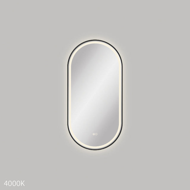 Fienza LED4590FPB Empire LED Matte Black Framed Mirror 450 x 900mm - Mirrors