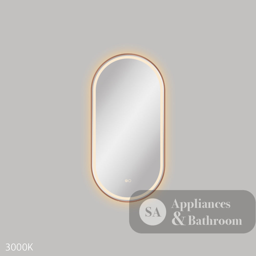 Fienza LED4590FPCO Empire LED Brushed Copper Framed Mirror 450 x 900mm - Mirrors