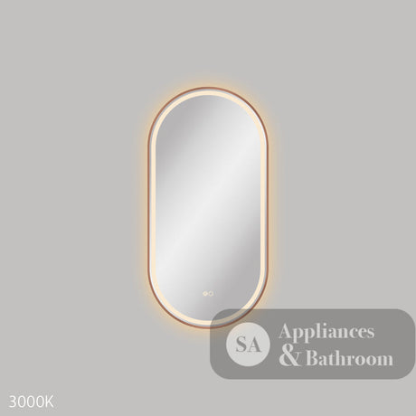 Fienza LED4590FPCO Empire LED Brushed Copper Framed Mirror 450 x 900mm - Mirrors