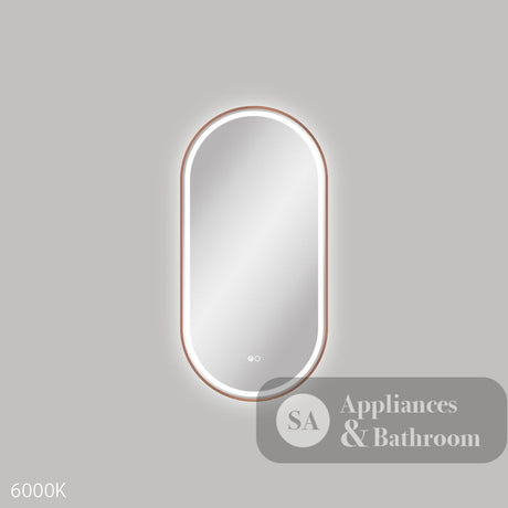 Fienza LED4590FPCO Empire LED Brushed Copper Framed Mirror 450 x 900mm - Mirrors