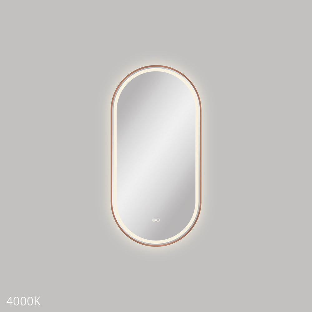 Fienza LED4590FPCO Empire LED Brushed Copper Framed Mirror 450 x 900mm - Mirrors