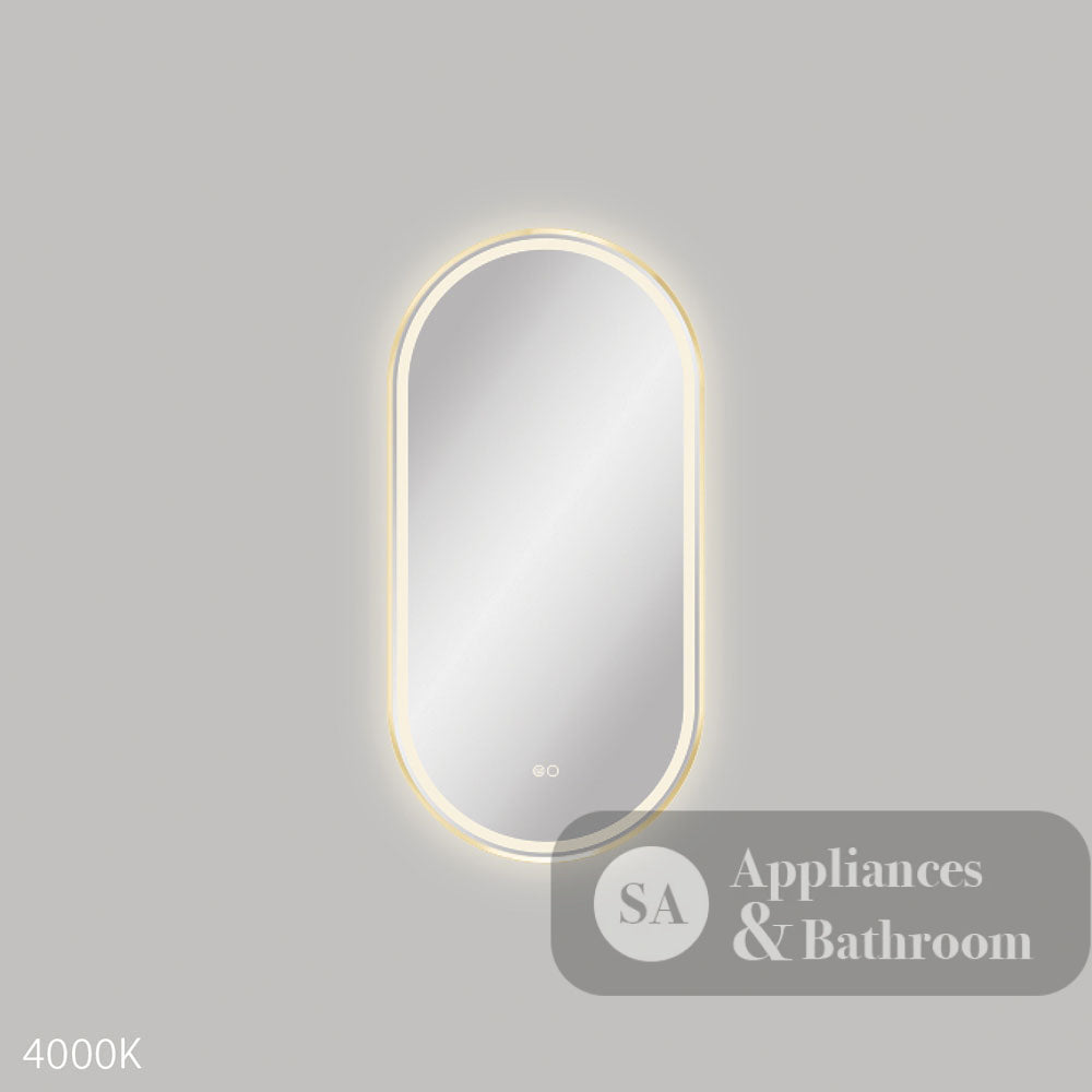 Fienza LED4590FPUB Empire LED Urban Brass Framed Mirror 450 x 900mm - Mirrors