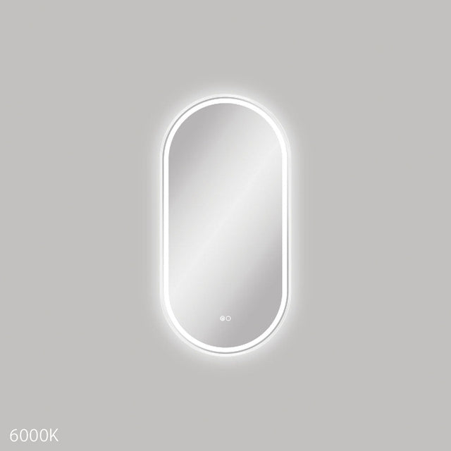 Fienza LED4590FPW Empire LED Matte White Framed Mirror 450 x 900mm - Mirrors