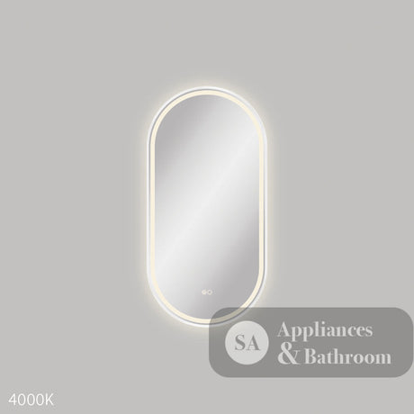 Fienza LED4590FPW Empire LED Matte White Framed Mirror 450 x 900mm - Mirrors